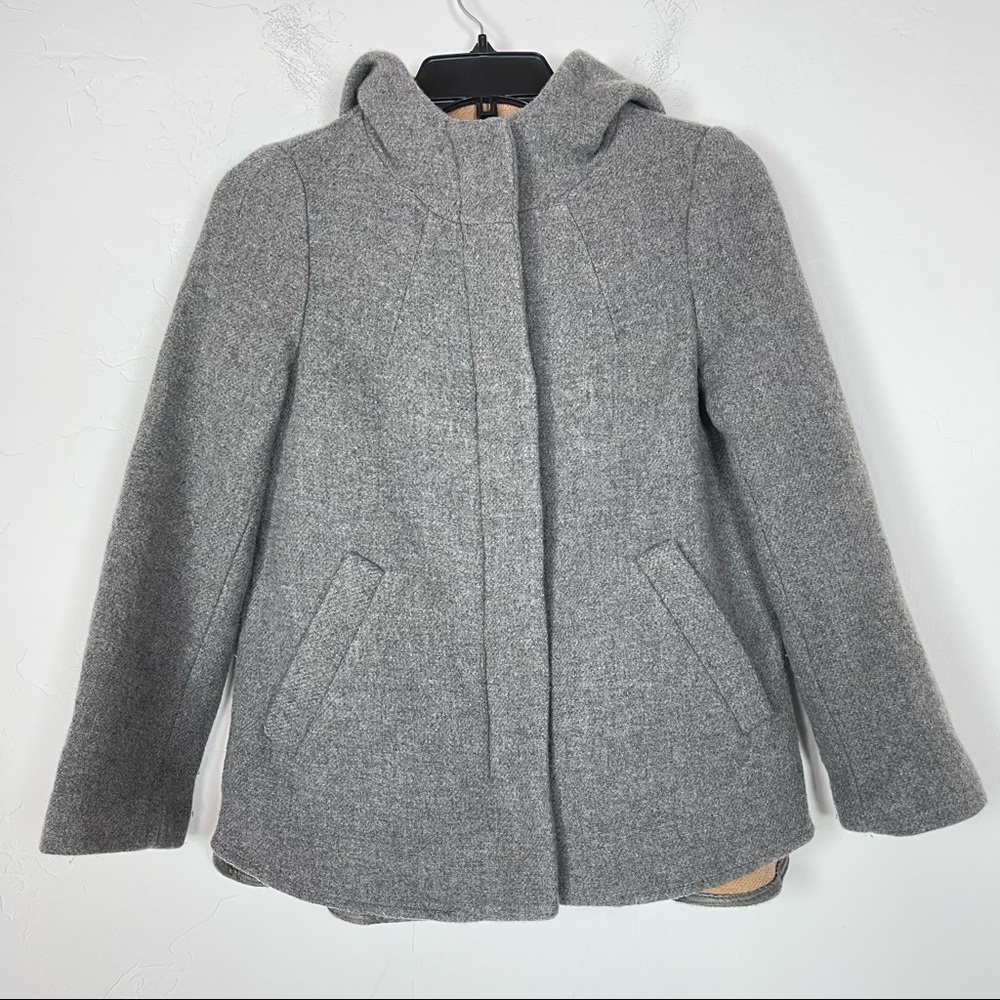 Zara Basic Jacket Coat Solid Gray‎ Zip Down Hoode… - image 1